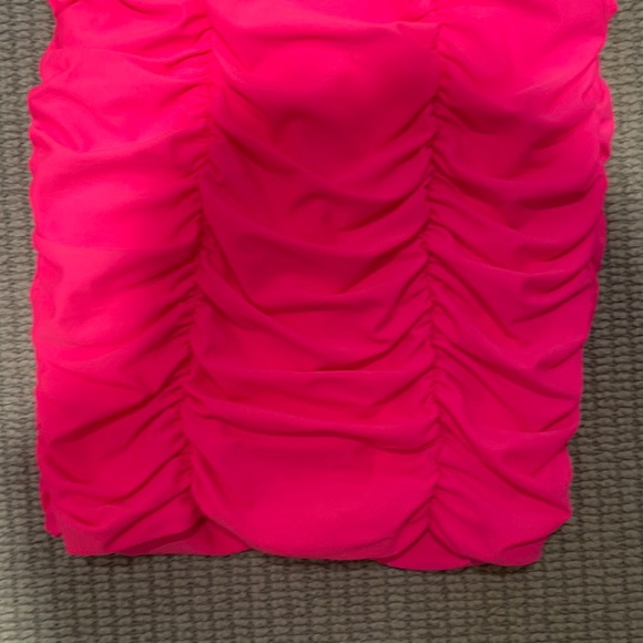 Bright pink tiger mist strapless bodycon dress - Picture 2 of 5